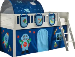 Vipack Hochbett »Scott« Made in Europe,mit Leiter, LF 90x200 cm, Vorhang, Tasche, Tunnel, 4 Designs