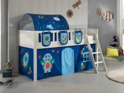 Vipack Hochbett »Scott« Made in Europe,mit Leiter, LF 90x200 cm, Vorhang, Tasche, Tunnel, 4 Designs