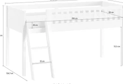 Vipack Hochbett »Scott« Made in Europe,m. Rollrost, LF 90x200 cm, Kiefer weiß lackiert, mit oder ohne Rutsche