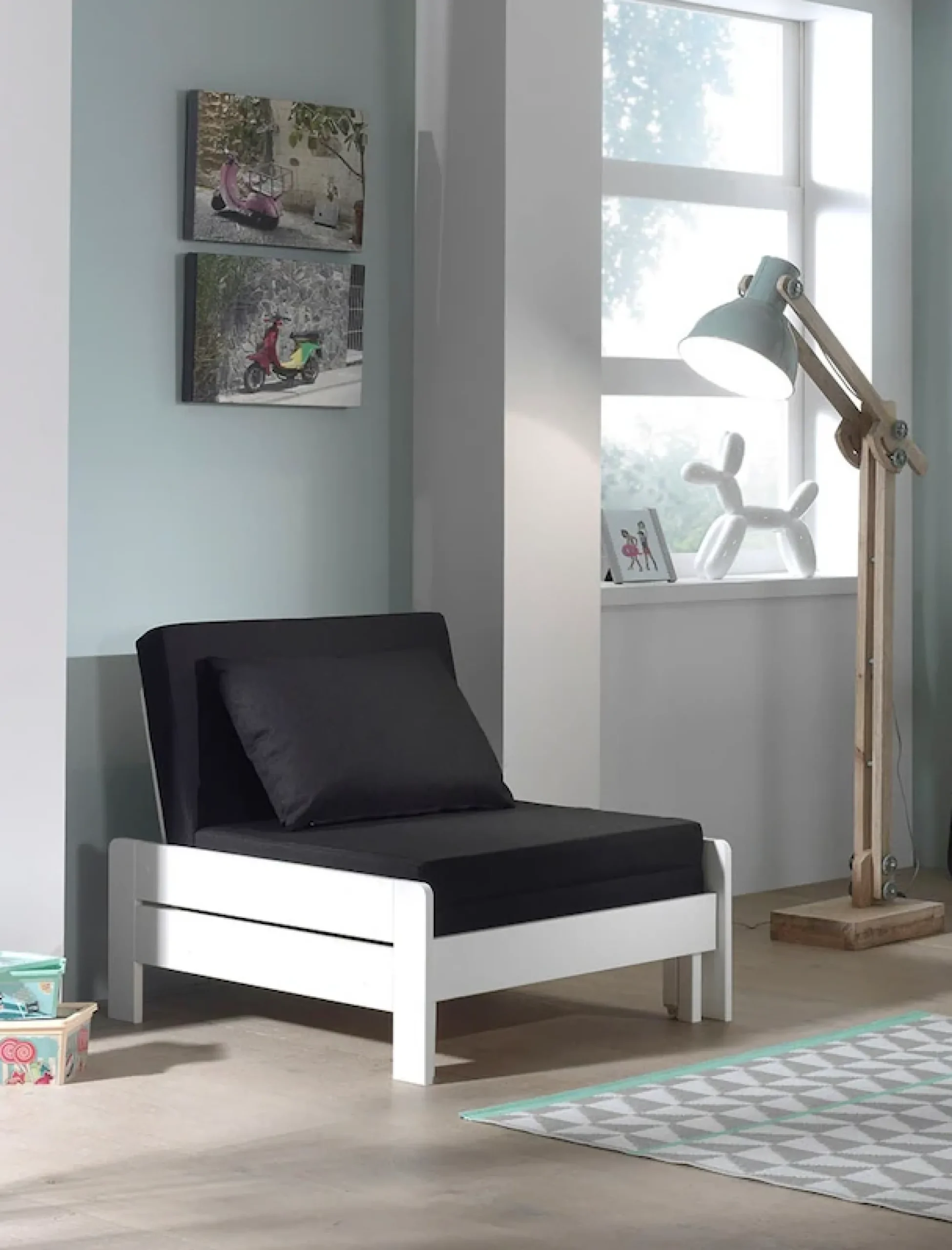 Vipack Jugendbett »Pino, Sessel mit Auszugfunktion und Auflage« B/H/T ca. 80x68x85/206cm, mit Lattenrost, wahlweise 2 Farben,universell einsetzbar und ausziehbar zum Gästebett