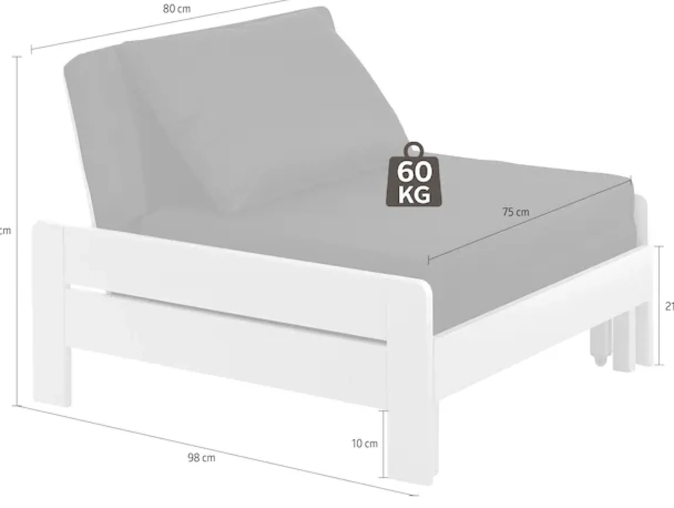 Vipack Jugendbett »Pino, Sessel mit Auszugfunktion und Auflage« B/H/T ca. 80x68x85/206cm, mit Lattenrost, wahlweise 2 Farben,universell einsetzbar und ausziehbar zum Gästebett