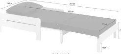 Vipack Jugendbett »Pino, Sessel mit Auszugfunktion und Auflage« B/H/T ca. 80x68x85/206cm, mit Lattenrost, wahlweise 2 Farben,universell einsetzbar und ausziehbar zum Gästebett