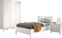 Vipack Jugendzimmer-Set »Set best. aus Einzelbett 90/200, Nachtkonsole, Kleiderschrank 3-trg.« 3 Stk. tlg. in gradlinigem Design, pflegeleichte lackierte Oberfläche in Weiß