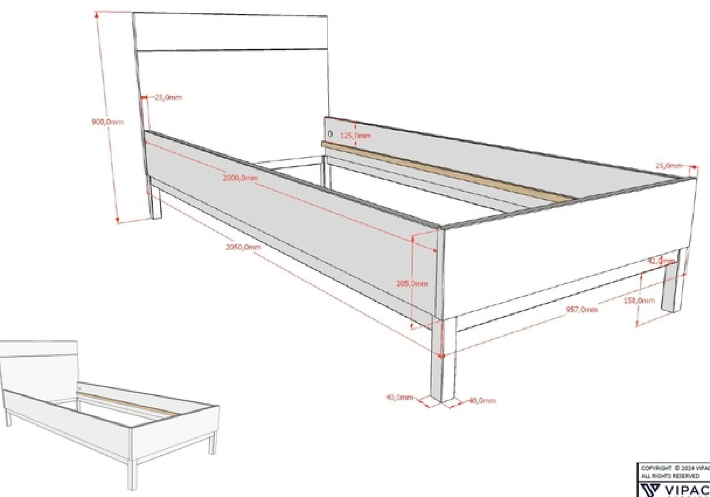 Vipack Jugendzimmer-Set »Set best. aus Einzelbett 90/200, Nachtkonsole, Kleiderschrank 3-trg.« 3 Stk. tlg. in gradlinigem Design, pflegeleichte lackierte Oberfläche in Weiß