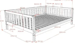 Vipack Kinderbett »Dallas, massiv Bett, Rausfallschutz, umbaubar vom Boden- zum Daybett« inkl. Rolllattenrost und Sprossenumrandung, 90 oder 140x200 cm breit,stabil und standfest gebaut, wahlweise Kiefer massiv natur oder weiß