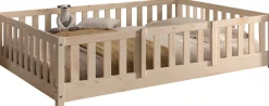 Vipack Kinderbett »Dallas, massiv Bett, Rausfallschutz, umbaubar vom Boden- zum Daybett« inkl. Rolllattenrost und Sprossenumrandung, 90 oder 140x200 cm breit,stabil und standfest gebaut, wahlweise Kiefer massiv natur oder weiß