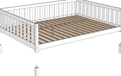 Vipack Kinderbett »Dallas, massiv Bett, Rausfallschutz, umbaubar vom Boden- zum Daybett« inkl. Rolllattenrost und Sprossenumrandung, 90 oder 140x200 cm breit,stabil und standfest gebaut, wahlweise Kiefer massiv natur oder weiß