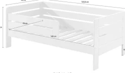 Vipack Kinderbett »Junior, Kiefermassiv mit umlaufendem Absturzschutz und Rolllattenrost« B/H/T ca. 143,6x56x70cm, mit niedrigem Betteinstieg,wahlweise in 2 Farben, mit oder ohne Schublade