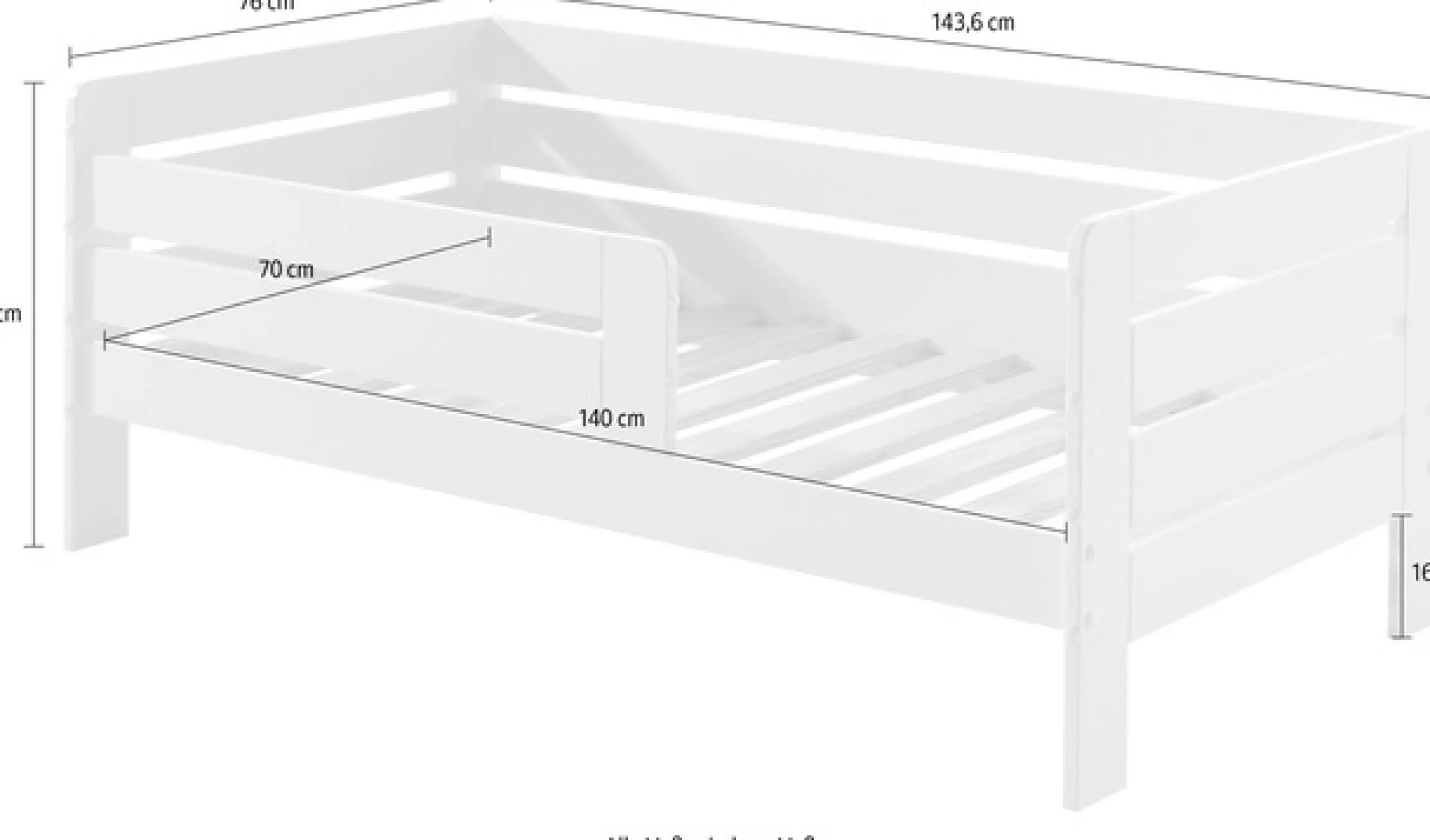 Vipack Kinderbett »Junior, Kiefermassiv mit umlaufendem Absturzschutz und Rolllattenrost« B/H/T ca. 143,6x56x70cm, mit niedrigem Betteinstieg,wahlweise in 2 Farben, mit oder ohne Schublade