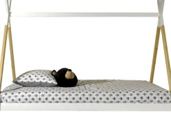 Vipack Kinderbett »TIPI, Kiefer massiv, 2-farbig lackiert, mit Rolllattenrost« B/H/T ca. 206x158,2x98cm, Querstange kann hübsch dekoriert werden,90/200, wahlweise mit oder ohne Schublade
