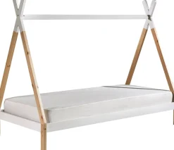 Vipack Kinderbett »TIPI, Kiefer massiv, 2-farbig lackiert, mit Rolllattenrost« B/H/T ca. 206x158,2x98cm, Querstange kann hübsch dekoriert werden,90/200, wahlweise mit oder ohne Schublade