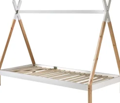 Vipack Kinderbett »TIPI, Kiefer massiv, 2-farbig lackiert, mit Rolllattenrost« B/H/T ca. 206x158,2x98cm, Querstange kann hübsch dekoriert werden,90/200, wahlweise mit oder ohne Schublade