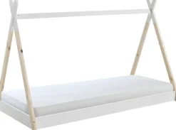Vipack Kinderbett »TIPI, Kiefer massiv, 2-farbig lackiert, mit Rolllattenrost« B/H/T ca. 206x134,5x105,5cm, mit Textil-Zeltdach,niedriger Betteinstieg, stabil gebaut