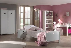 Vipack Kinderregal »Amori, mit 5 geräumigen Fächern, 4 feste Böden« B/H/T ca. 90x190x40cm, inkl. verspieltem Herz-Ornament,bietet viel Stauraum im Zimmer, weiß lackiert