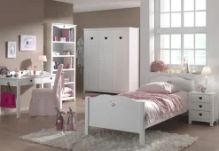 Vipack Kinderregal »Amori, mit 5 geräumigen Fächern, 4 feste Böden« B/H/T ca. 90x190x40cm, inkl. verspieltem Herz-Ornament,bietet viel Stauraum im Zimmer, weiß lackiert