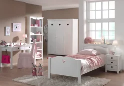 Vipack Kinderregal »Amori, mit 5 geräumigen Fächern, 4 feste Böden« B/H/T ca. 90x190x40cm, inkl. verspieltem Herz-Ornament,bietet viel Stauraum im Zimmer, weiß lackiert
