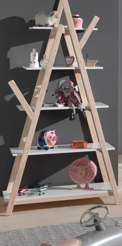 Vipack Kinderregal »Kiddy, mit 5 Fachböden in verschieden Größen« B/H/T ca. 90x169x34cm, Gestell Kiefer natur, Böden Weiß lackiert,es kann universell in Räumen einsetzbar