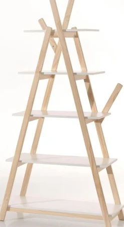 Vipack Kinderregal »Kiddy, mit 5 Fachböden in verschieden Größen« B/H/T ca. 90x169x34cm, Gestell Kiefer natur, Böden Weiß lackiert,es kann universell in Räumen einsetzbar