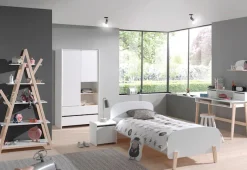 Vipack Kinderregal »Kiddy, mit 5 Fachböden in verschieden Größen« B/H/T ca. 90x169x34cm, Gestell Kiefer natur, Böden Weiß lackiert,es kann universell in Räumen einsetzbar