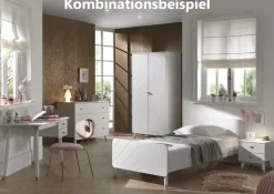 Vipack Kinderschreibtisch »Billy, mit großer Arbeitsfläche und 2 Schubladen für Schreibutensilien« B/H/T ca. 125x60x75,2cm, moderne Optik mit gerundeter Schubladenfront,Goldefarbene Knöpfe, der Korpus ist MDF weiß lackiert