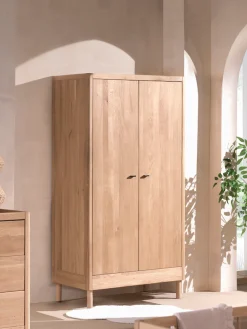 Vipack Kleiderschrank »Forrest mit 2 Drehtüren (Soft-Close), Made in Europe, zeitloses Design« B/H/T ca: 100x190x55 cm, Eiche massiv natur geölt,praktische Facheinteilung, viel Stauraum, hochwertige Verarbeitung