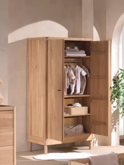 Vipack Kleiderschrank »Forrest mit 2 Drehtüren (Soft-Close), Made in Europe, zeitloses Design« B/H/T ca: 100x190x55 cm, Eiche massiv natur geölt,praktische Facheinteilung, viel Stauraum, hochwertige Verarbeitung
