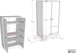 Vipack Kleiderschrank »Forrest mit 2 Drehtüren (Soft-Close), Made in Europe, zeitloses Design« B/H/T ca: 100x190x55 cm, Eiche massiv natur geölt,praktische Facheinteilung, viel Stauraum, hochwertige Verarbeitung