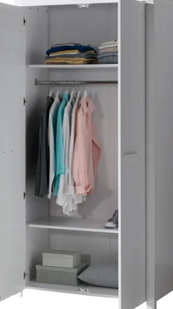 Vipack Kleiderschrank Made in Europe,Geräumiger 2-trg. Kleiderschrank in Landhaus Optik, 2 Fächer