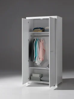 Vipack Kleiderschrank Made in Europe,Geräumiger 2-trg. Kleiderschrank in Landhaus Optik, 2 Fächer