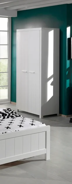 Vipack Kleiderschrank Made in Europe,Geräumiger 2-trg. Kleiderschrank in Landhaus Optik, 2 Fächer