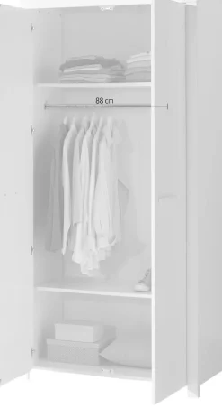 Vipack Kleiderschrank Made in Europe,Geräumiger 2-trg. Kleiderschrank in Landhaus Optik, 2 Fächer