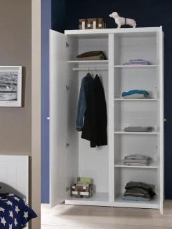 Vipack Kleiderschrank Made in Europe,Kleiderschrank mit 2 Türen, Hängemöglichkeit und Wäschefächern