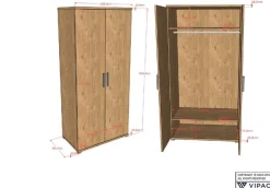 Vipack Kleiderschrank »SAM mit 2 Drehtüren, 2 Böden, 1 Kleiderstange, universell einsetzbar« (B/H/T ca. 100,5x199,2x59 cm) Türen mit Soft-Close,Pflegeleichte Oberfläche in Eiche Dekor