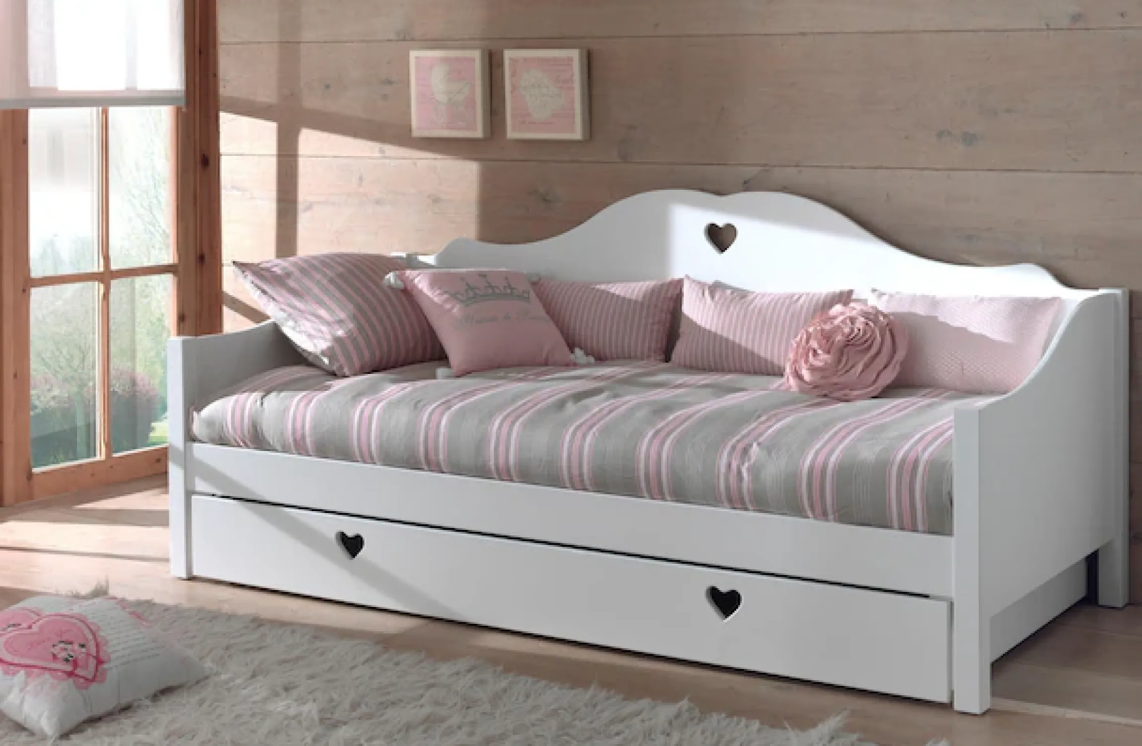 Vipack Schubkasten »Amori, auf Rollen zum Unterschieben unter das Bett« B/H/T ca. 199x22x94cm, Bedenplatten Dekor, einfach zu bedienen,bietet viel Stauraum im Zimmer, weiß lackiert