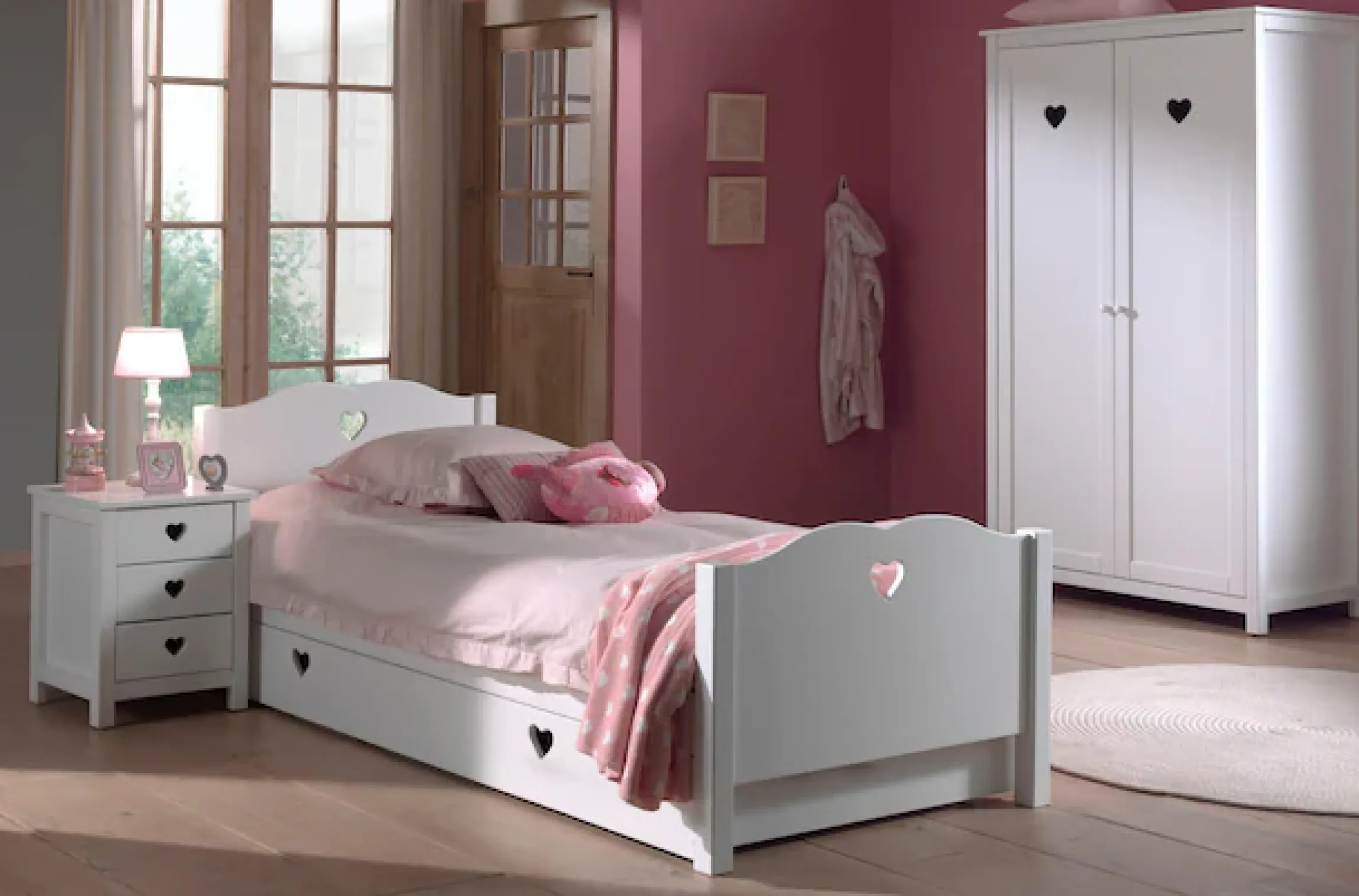 Vipack Schubkasten »Amori, auf Rollen zum Unterschieben unter das Bett« B/H/T ca. 199x22x94cm, Bedenplatten Dekor, einfach zu bedienen,bietet viel Stauraum im Zimmer, weiß lackiert