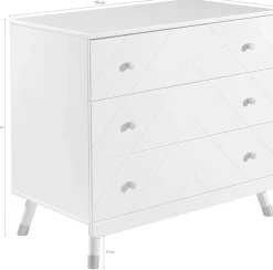 Vipack Schubkastenkommode »Billy, mit 3 geräumigen Schubladen für viel Stauraum« B/H/T ca. 100x89x57cm, moderne Optik mit profilierter Front,Goldefarbene Knöpfe, der Korpus ist MDF weiß lackiert