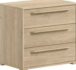 Vipack Schubkastenkommode »SAM mit 3 geräumigen Schubladen und viel Stauraum« (B/H/T ca. 67,7x61,7x43 cm) Schubladen mit Soft-Close,Pflegeleichte Oberfläche in Eiche oder Weiß Dekor