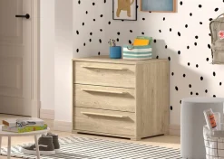 Vipack Schubkastenkommode »SAM mit 3 geräumigen Schubladen und viel Stauraum« (B/H/T ca. 67,7x61,7x43 cm) Schubladen mit Soft-Close,Pflegeleichte Oberfläche in Eiche oder Weiß Dekor