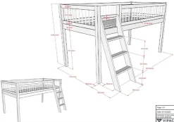 Vipack Spielbett »Forrest, Absturzschutz mit Sprossen-Optik, Pfostenstärken ca. 50x50mm« Buche natur lackiert, stabil und hochwertig gebaut, inkl. Lattenrost,90/200 cm, inkl. Vorhang-Set 3-tlg., Spielbereich unter dem Bett