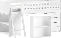 Vipack Spielbett Made in Europe,mit viel Funktion auf kleinem Raum, LF 90x200 cm, Kiefer weiß lackiert