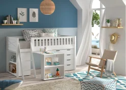 Vipack Spielbett Made in Europe,mit viel Funktion auf kleinem Raum, LF 90x200 cm, Kiefer weiß lackiert