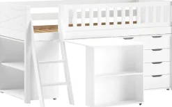 Vipack Spielbett Made in Europe,mit viel Funktion auf kleinem Raum, LF 90x200 cm, Kiefer weiß lackiert
