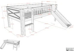 Vipack Spielbett »Scott mit niedriger Einstiegshöhe inkl. Leiter, Rutsche und Rollnrost« in Kiefer massiv, weiß 90x200 cm, wahlweise ohne und mit Rollboxen