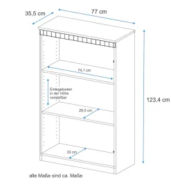 VOGL Möbelfabrik Aktenregal »Hans« Höhe 124 cm, für 3 Ordnerhöhen geeignet, Made in Germany
