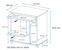 VOGL Möbelfabrik Computertisch »Compi« PC-Tisch mit Tastaturauszug, platzsparend, Breite 72 oder 90 cm