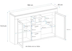 VOGL Möbelfabrik Highboard Breite 182 cm