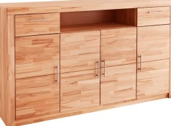 VOGL Möbelfabrik Highboard »Toronto« opt. Glastüren, teilmassiv, Rahmenoptik, Made in Germany