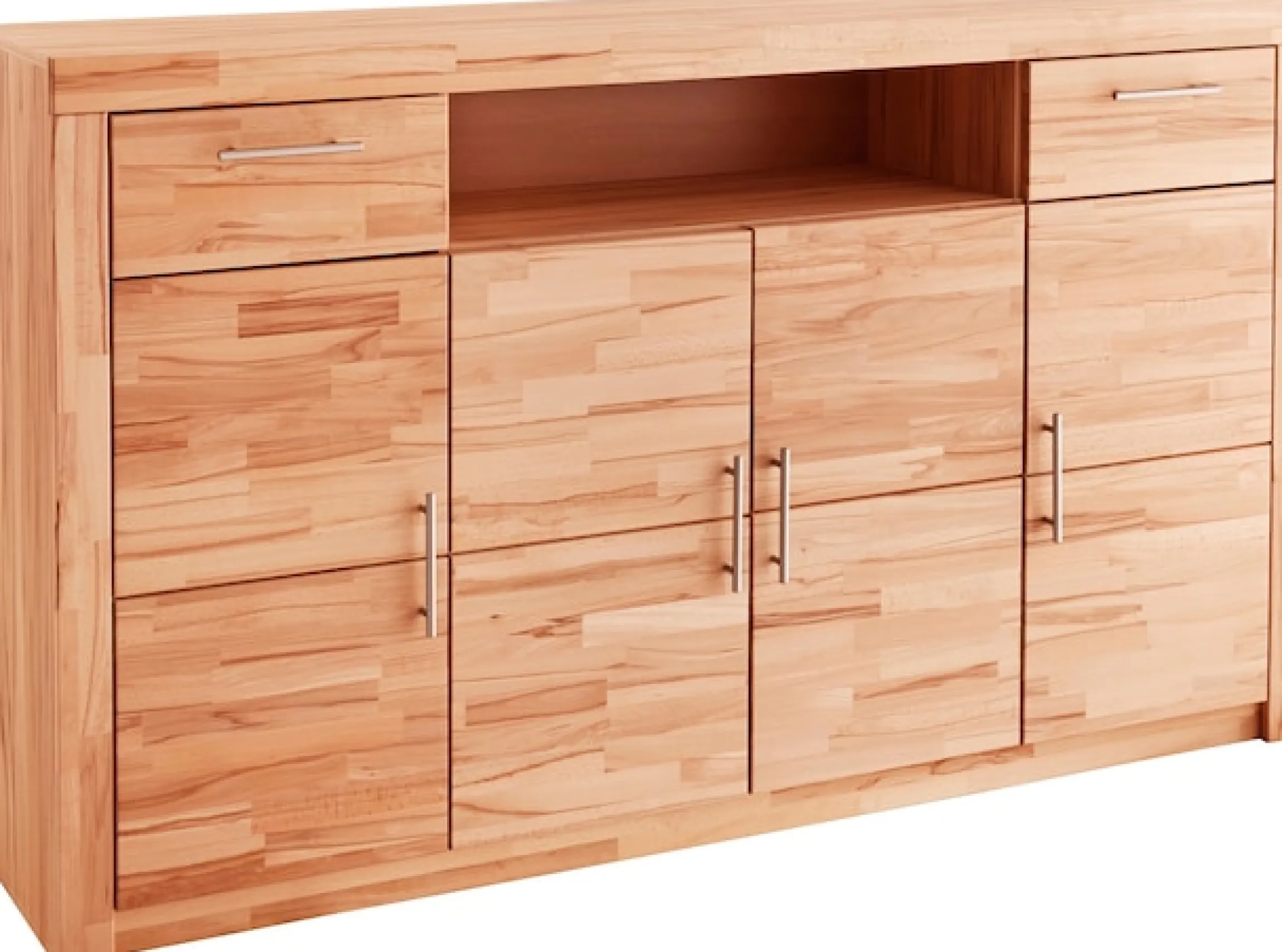 VOGL Möbelfabrik Highboard »Toronto« opt. Glastüren, teilmassiv, Rahmenoptik, Made in Germany