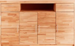 VOGL Möbelfabrik Highboard »Toronto« opt. Glastüren, teilmassiv, Rahmenoptik, Made in Germany
