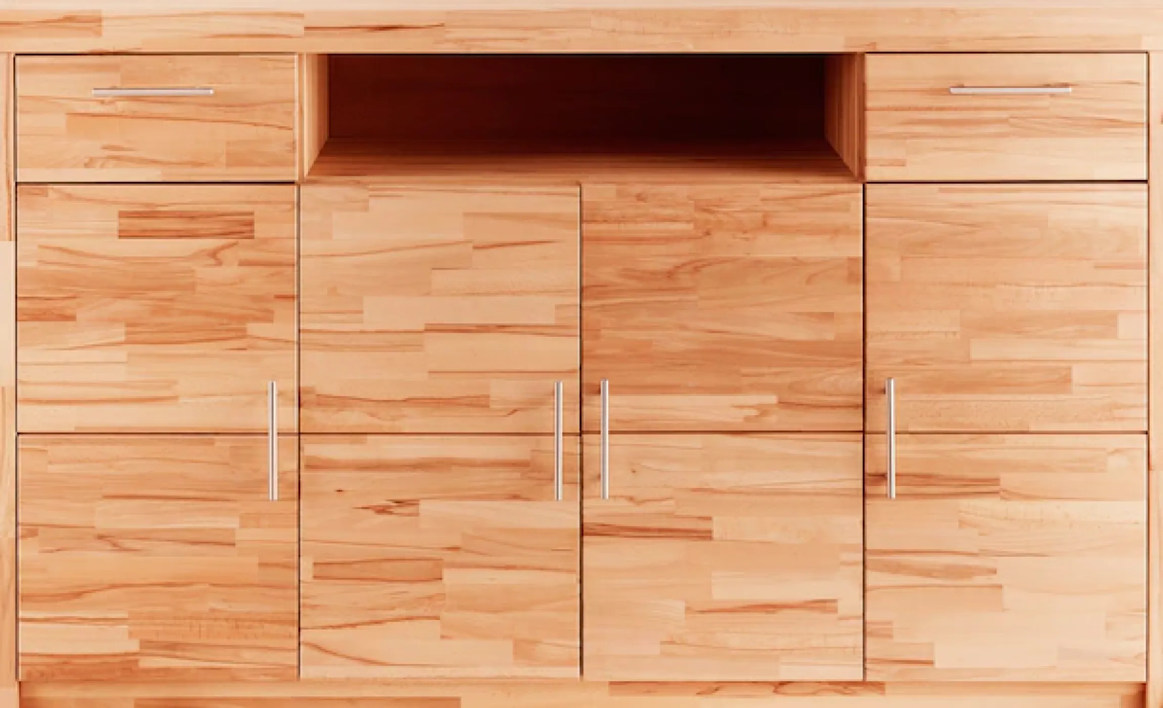 VOGL Möbelfabrik Highboard »Toronto« opt. Glastüren, teilmassiv, Rahmenoptik, Made in Germany